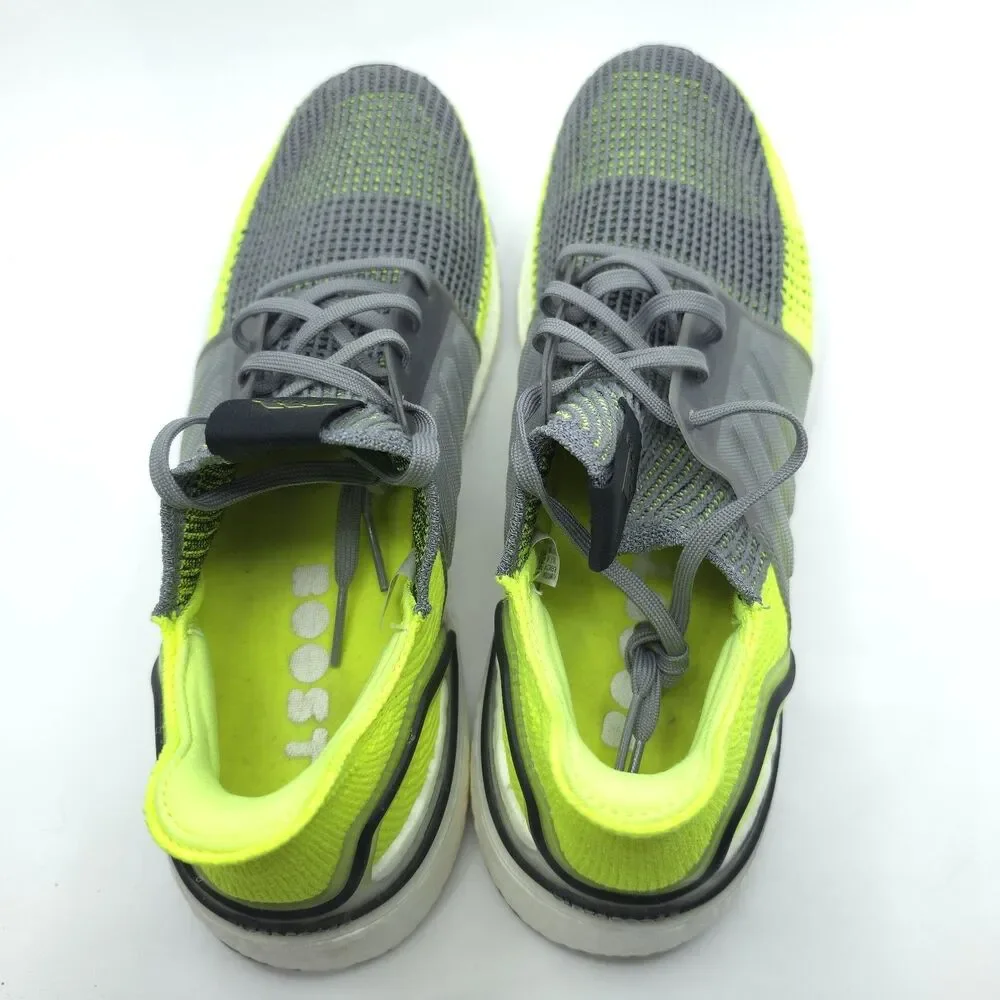 Adidas UltraBoost 19 EF1343 Running Shoes Gray Yellow Athletic Sneakers Mens 12
